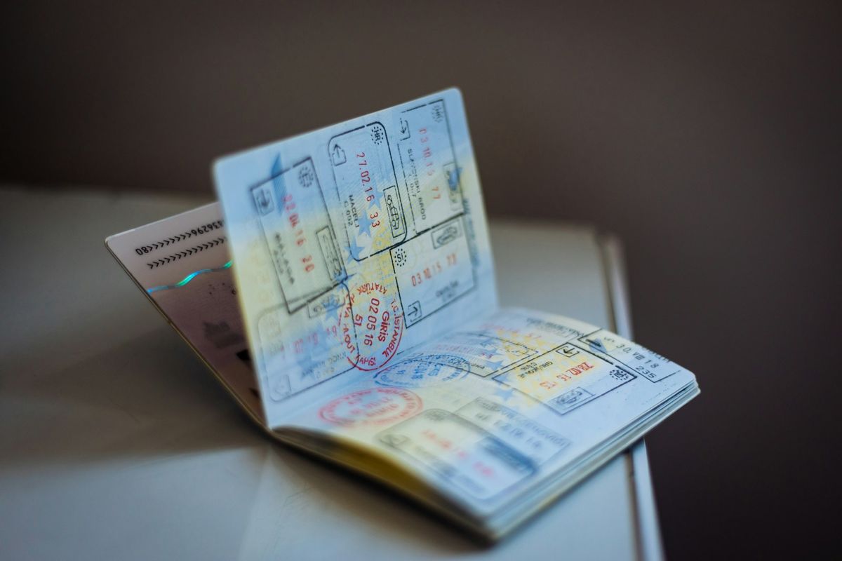 Passport book resting on a table