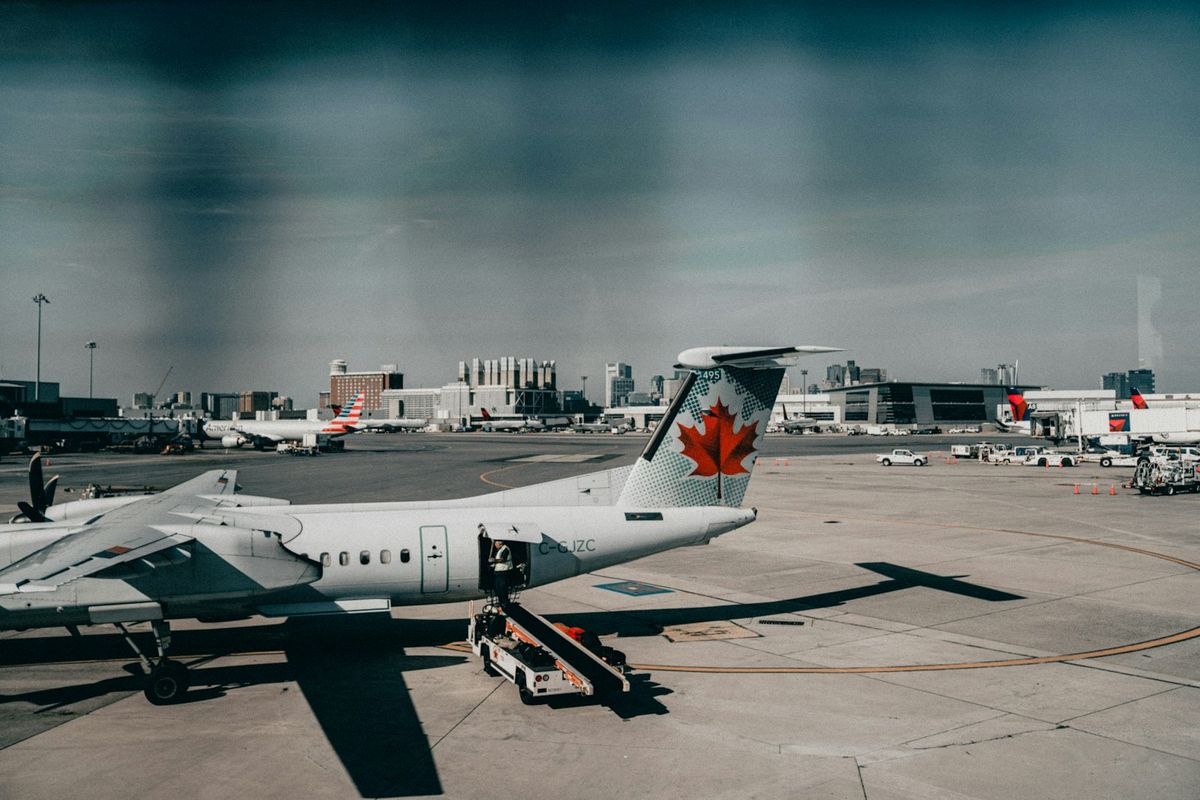 Air Canada plane on tarmac at Canadian airport