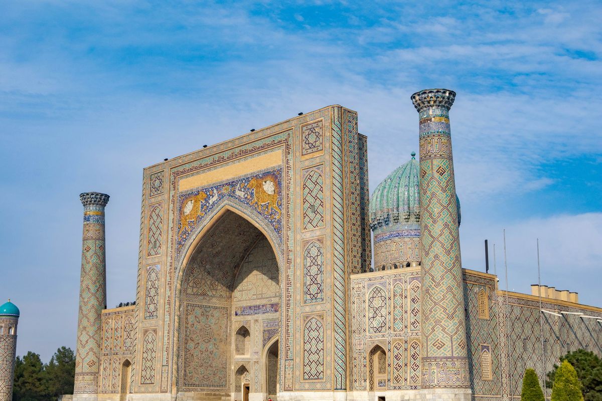 The Registan, a grand madrasa complex in Samarkand, Uzbekistan