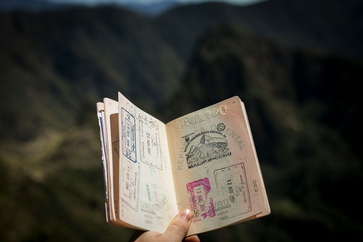 Person holding passport