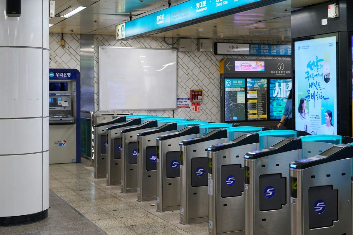 Automated electronic gates at a terminal entrance