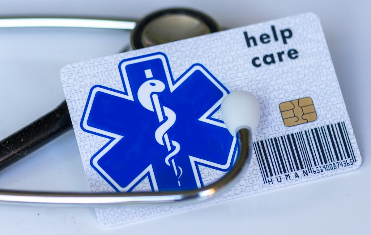 Health insurance card with a stethoscope