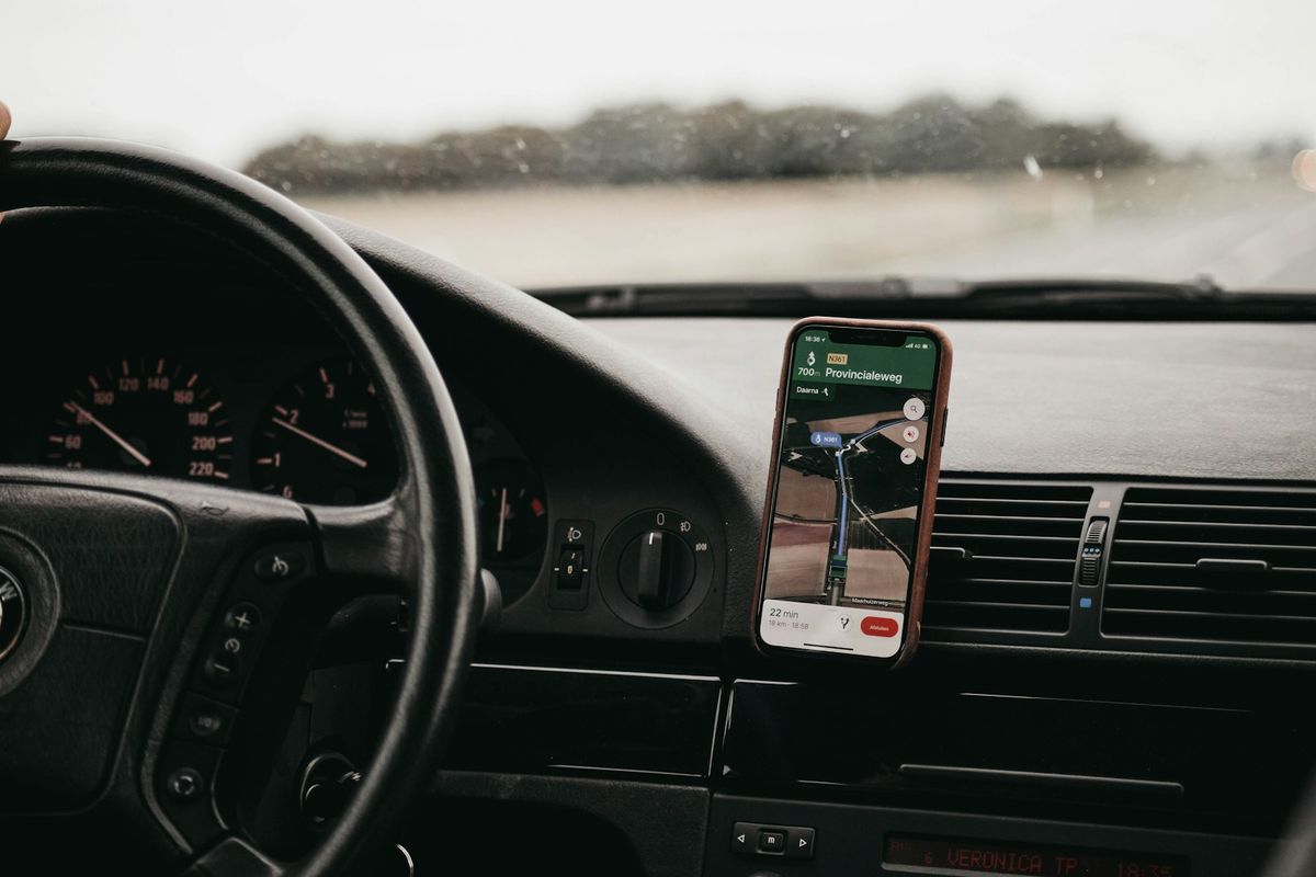 Smartphone showing a travel map