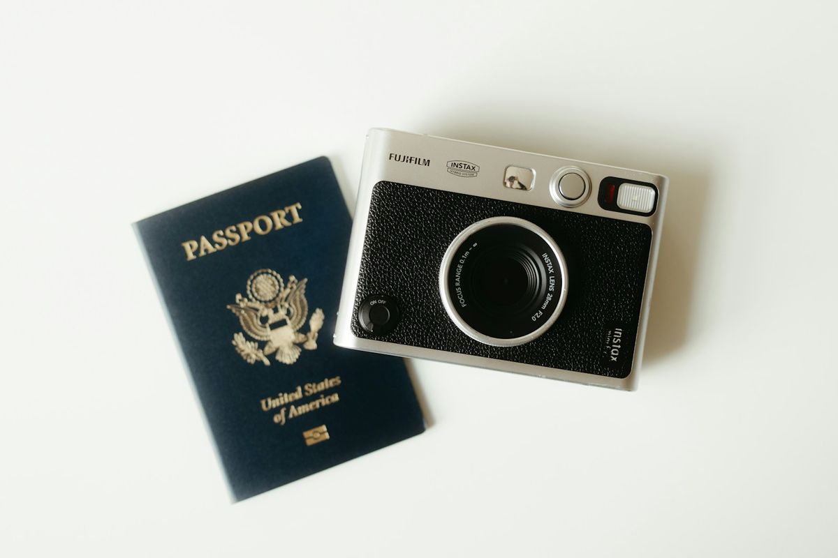 Passport and camera ready for an international trip