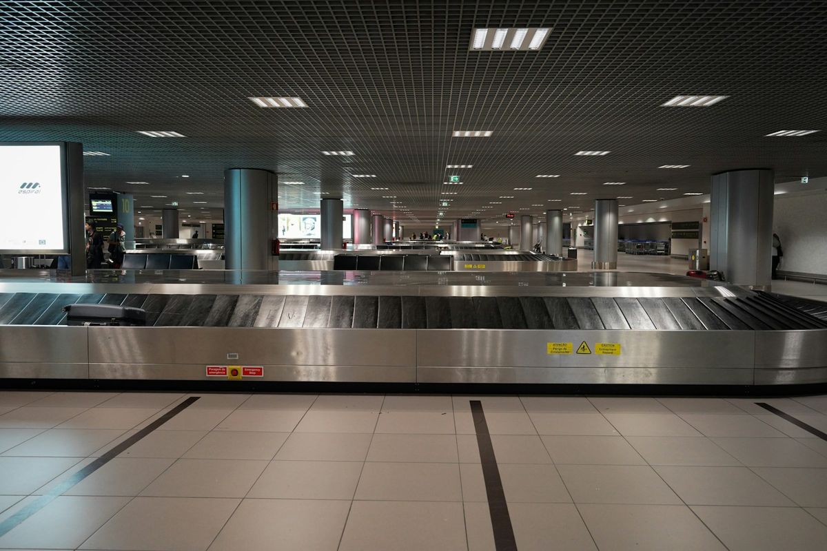 Empty baggage claim area at an airport terminal