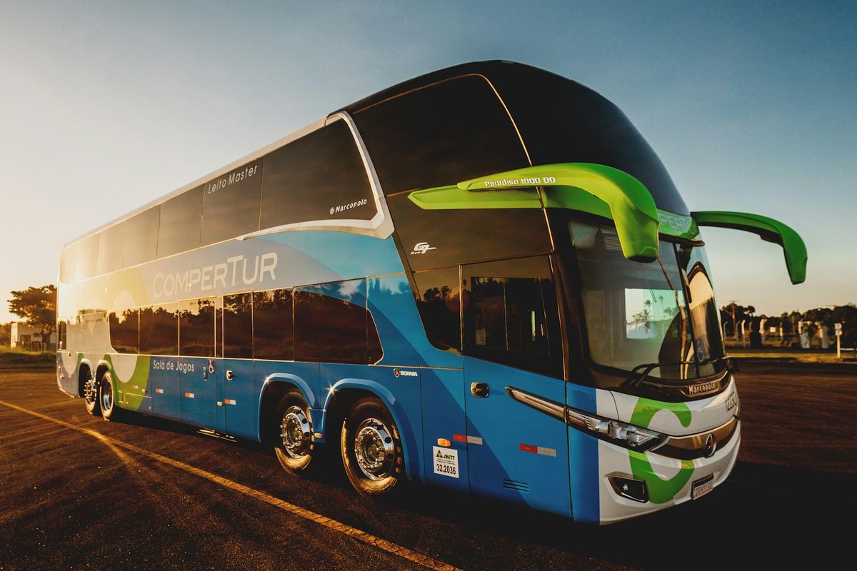Coach bus parked at terminal ready for booking