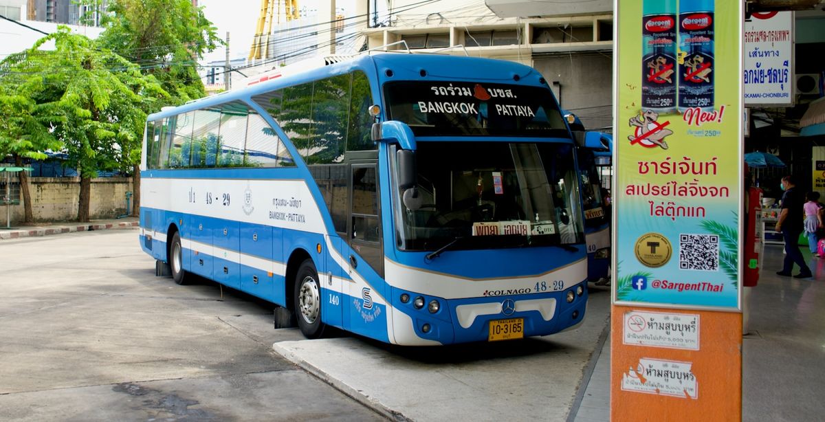 Local bus parked on a street in Thailand