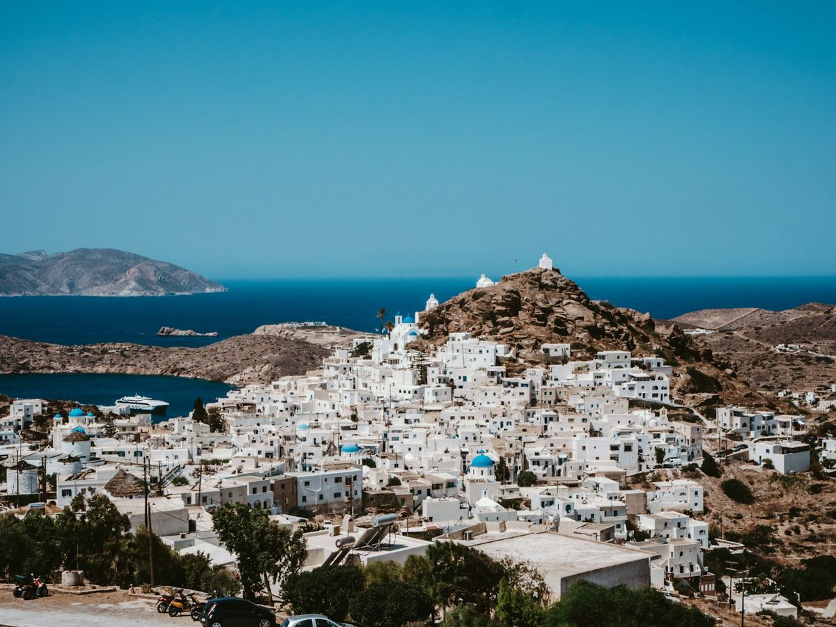 White houses near the waterfront on a Greek island