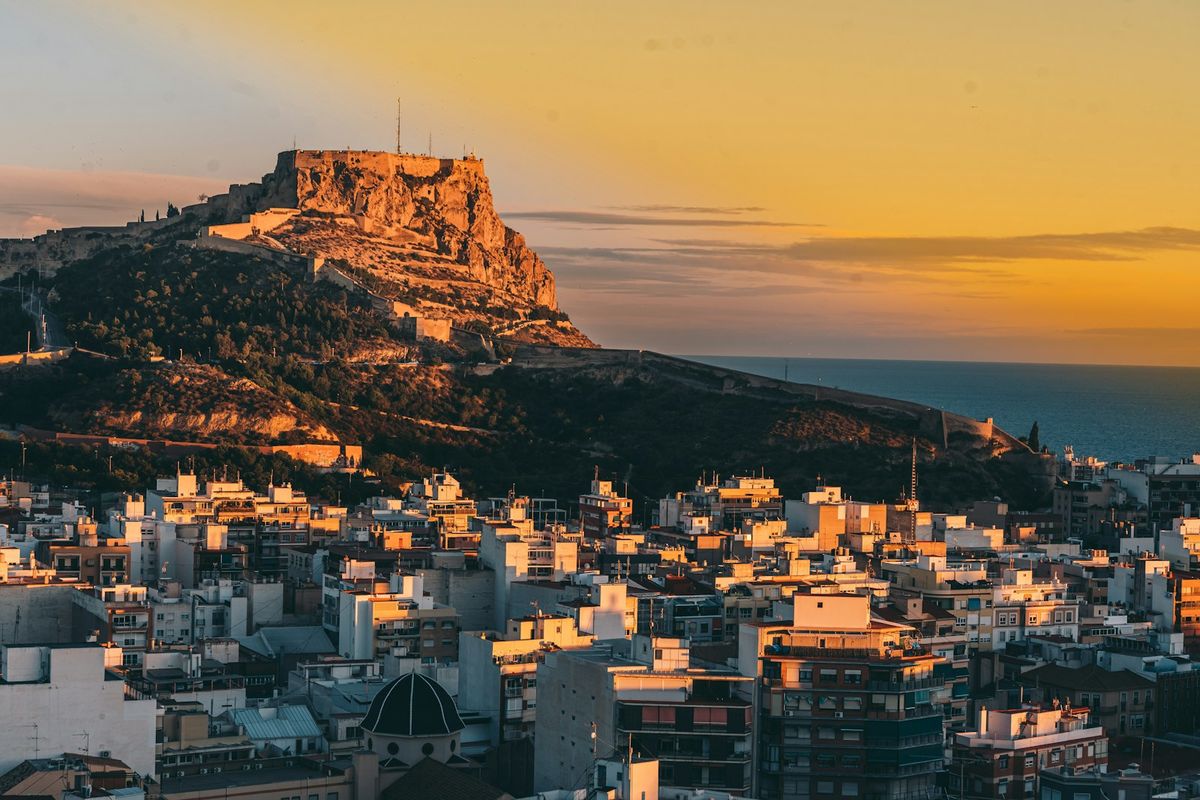 View of Alicante city with mountain in the background