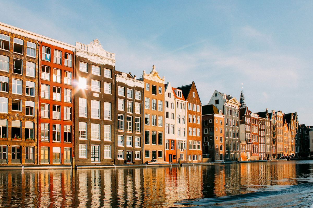 Colorful houses along an Amsterdam canal