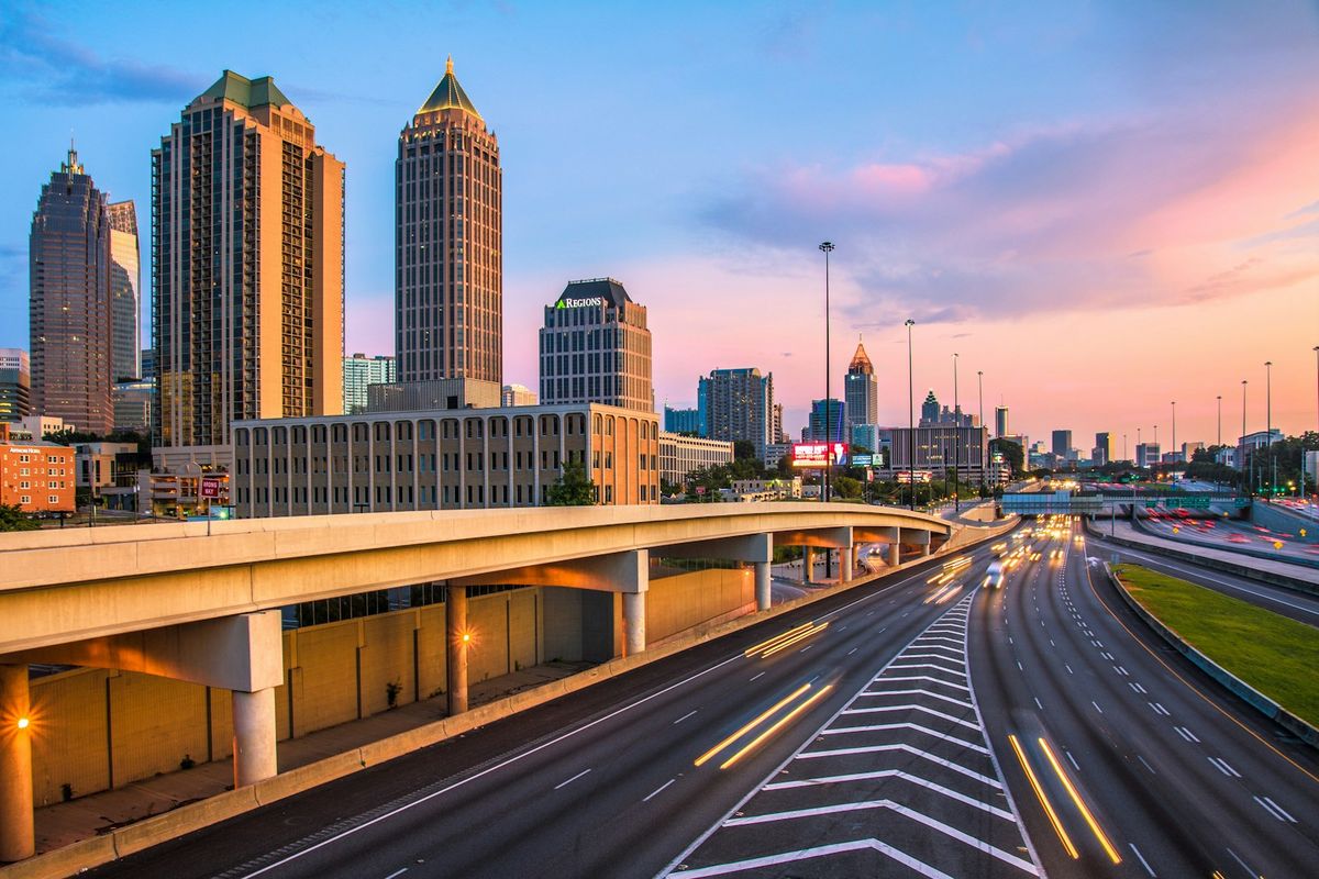 Atlanta skyline at sunset