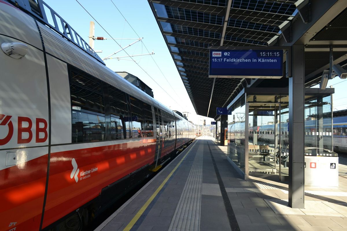 Modern train at Brussels station platform
