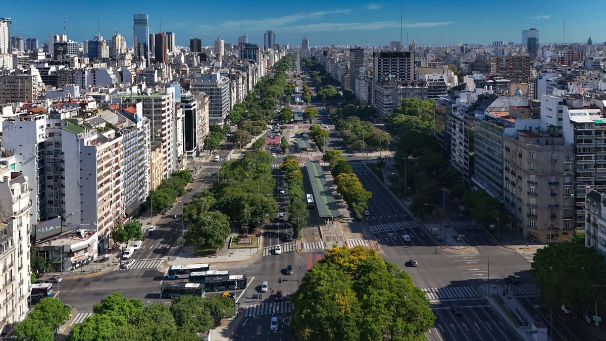 Aerial view of Buenos Aires with the Obelisco monument
