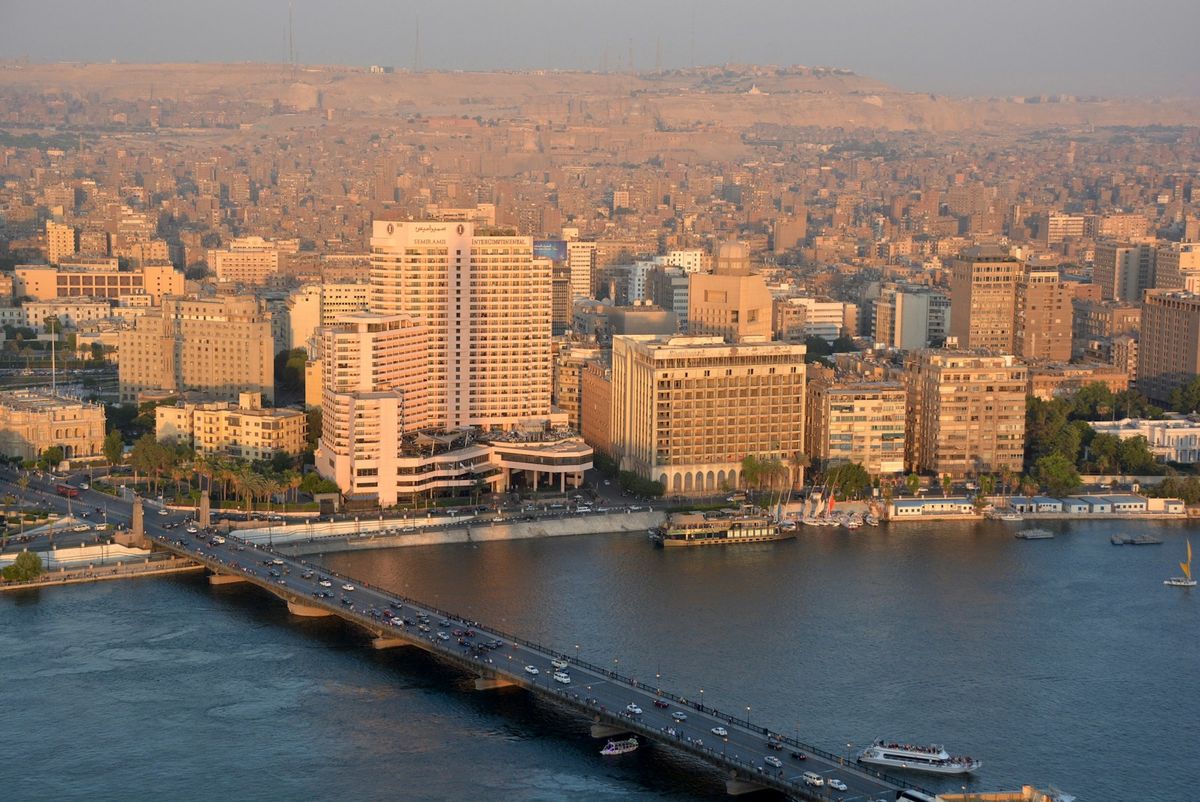 Aerial view of Cairo along the Nile