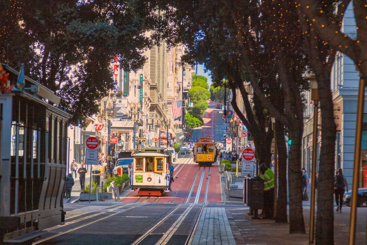 San Francisco trolley car on a city street