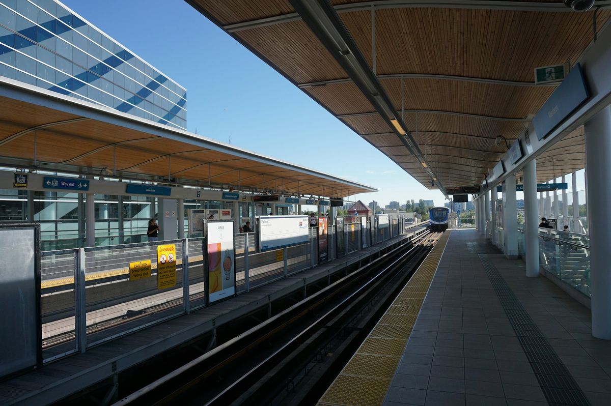 Vancouver SkyTrain station with train