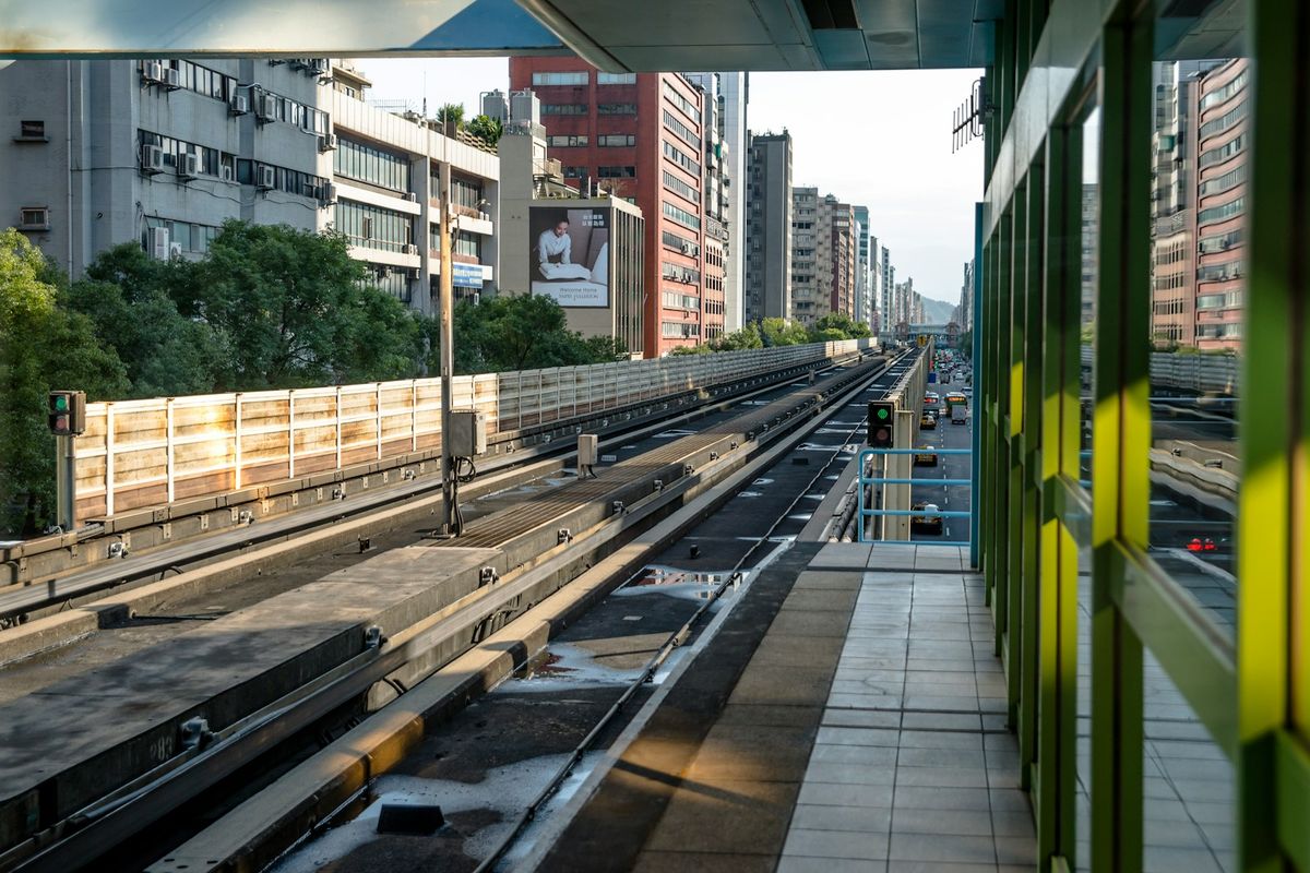 Taipei MRT metro train at a station