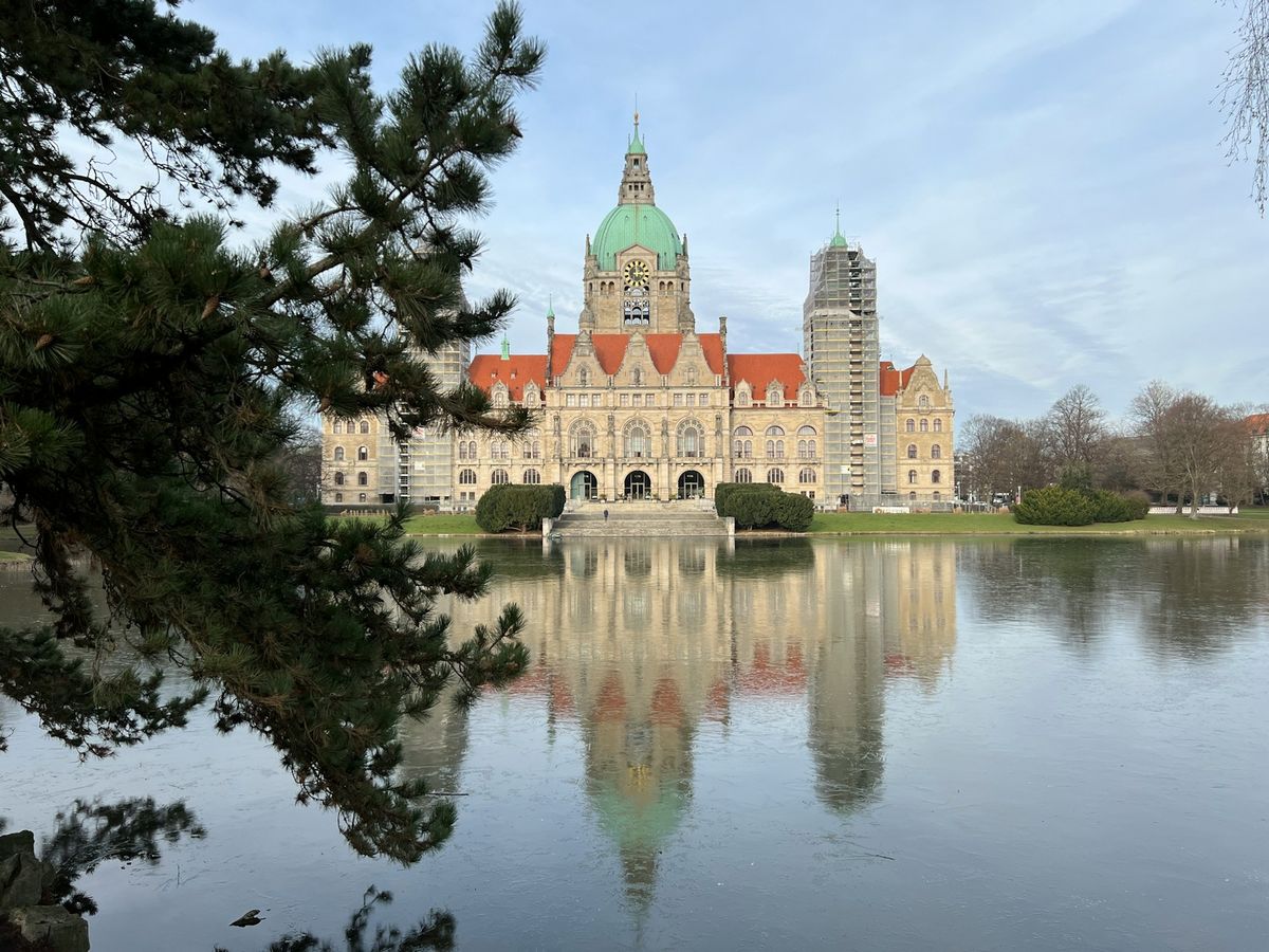 Hannover New Town Hall reflected in the water