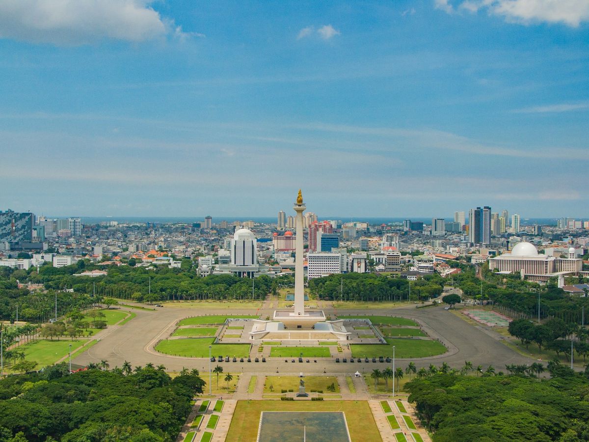 Wide aerial view of Jakarta city skyline