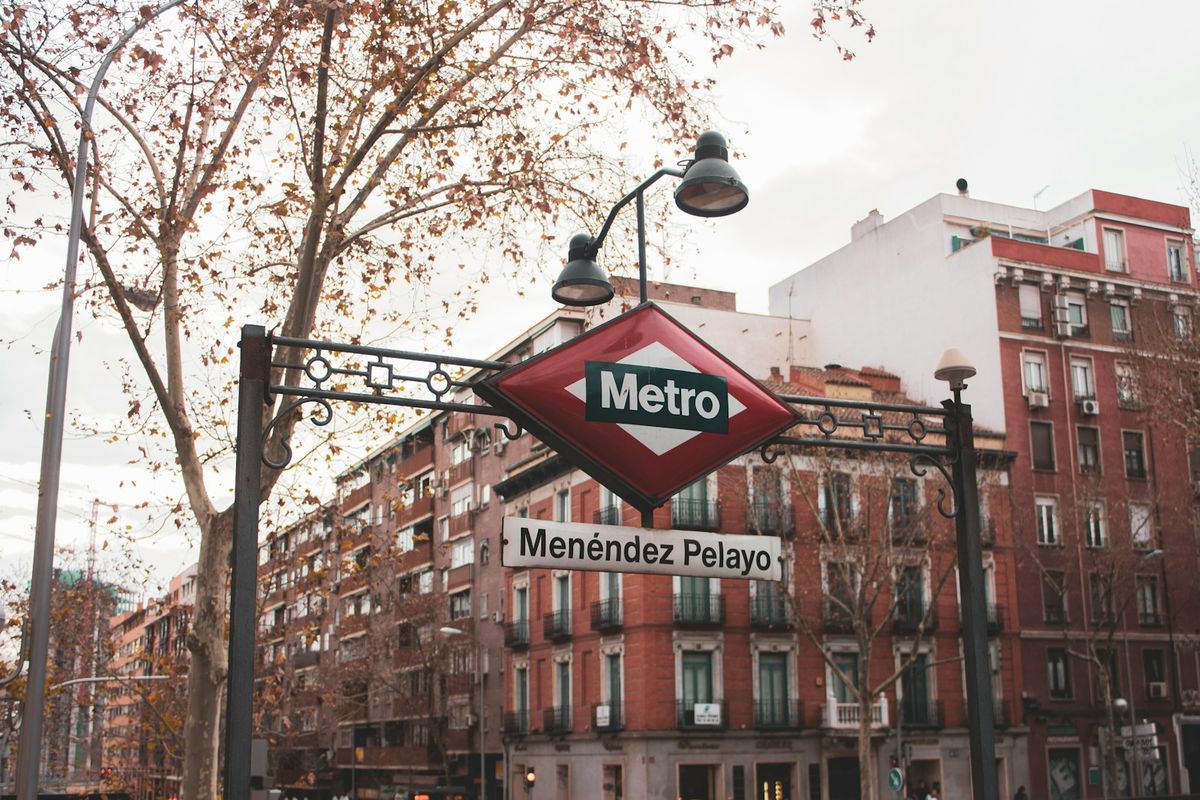 Madrid Metro sign on city building