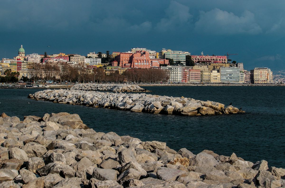 Naples harbour with Vesuvius in background