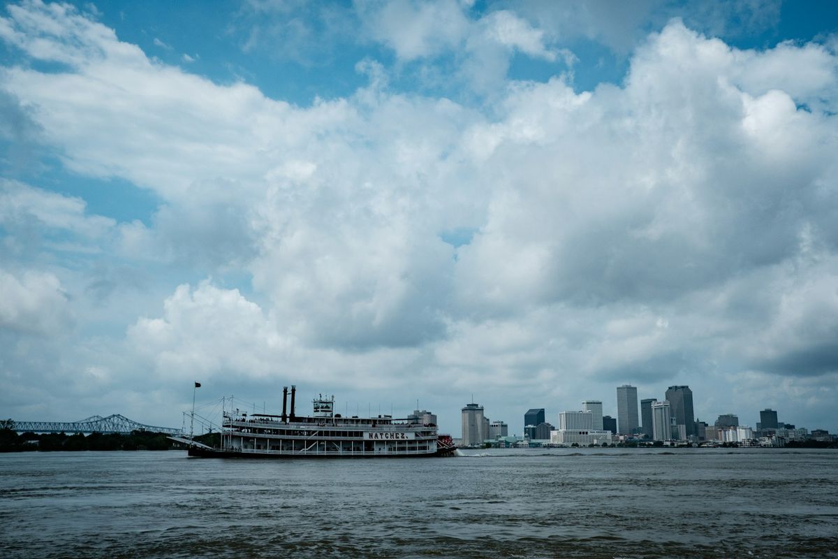 White riverboat on the Mississippi River in New Orleans