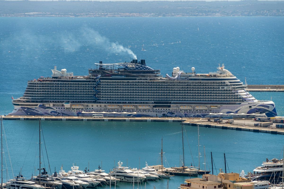 Cruise ship docked in the harbor of Palma de Mallorca