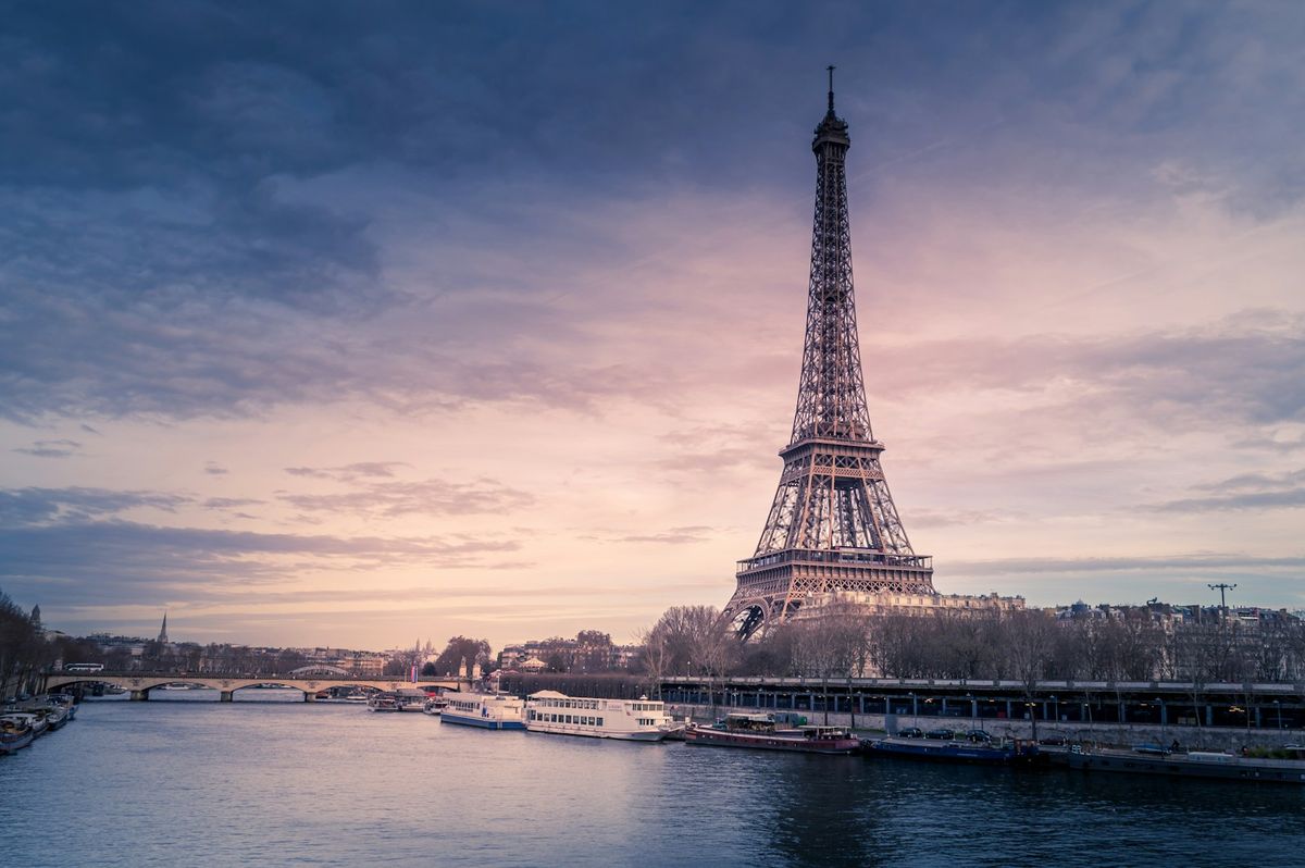 Eiffel Tower in Paris viewed from the city
