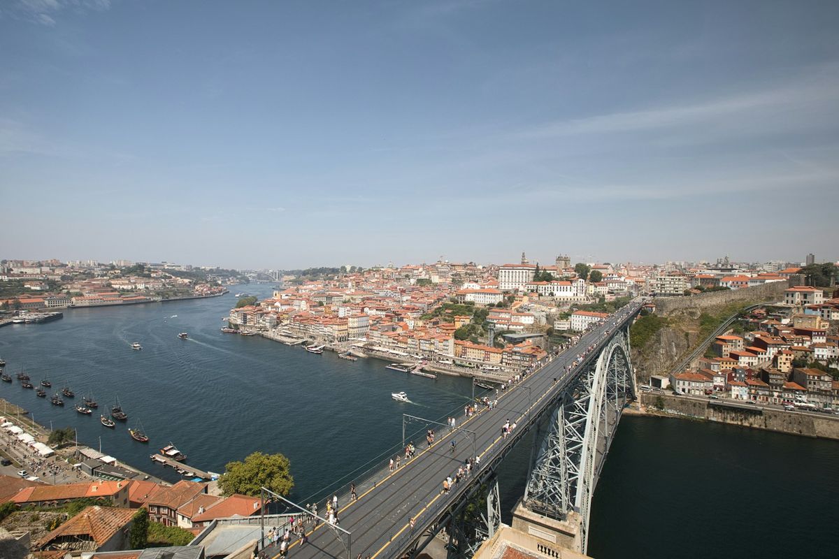 Dom Luis I bridge over the Douro river in Porto Portugal