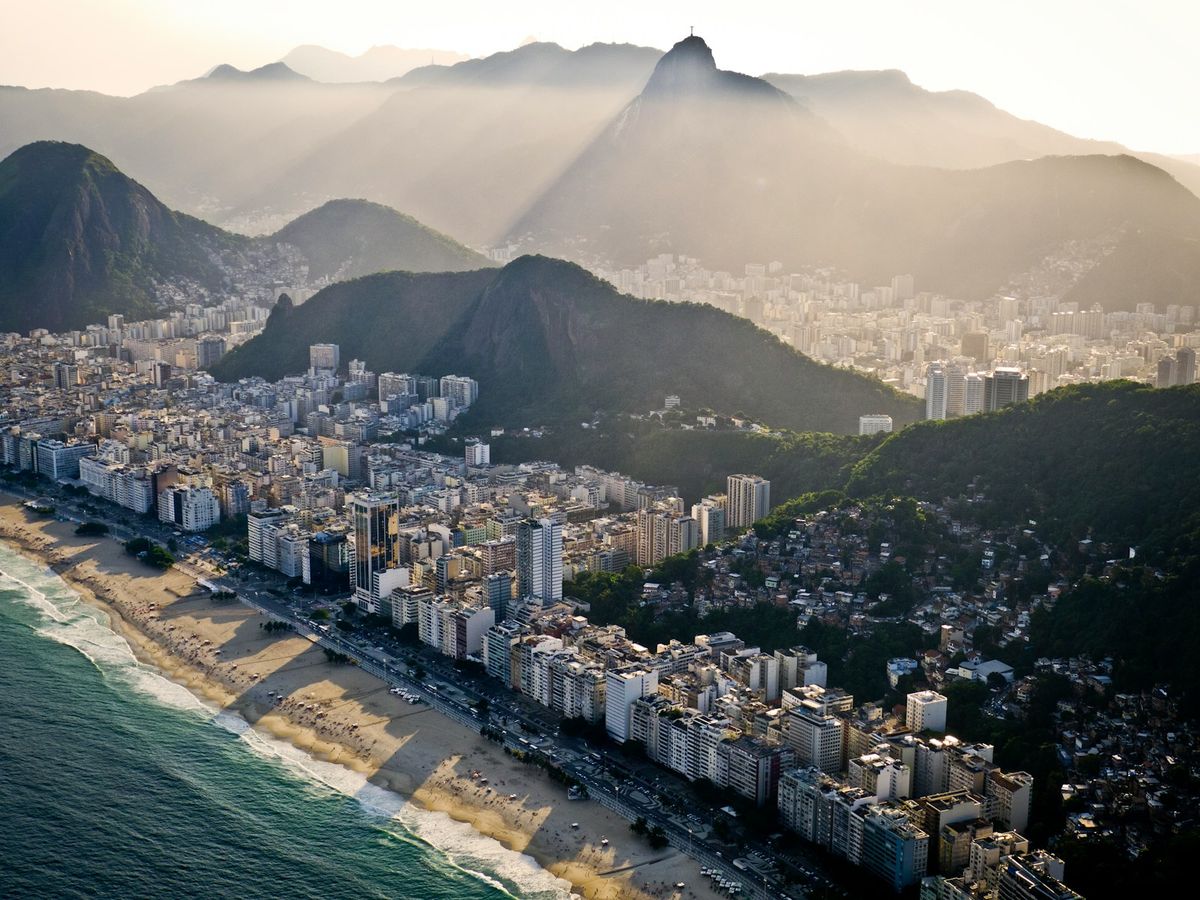 Aerial view of Rio de Janeiro with mountains