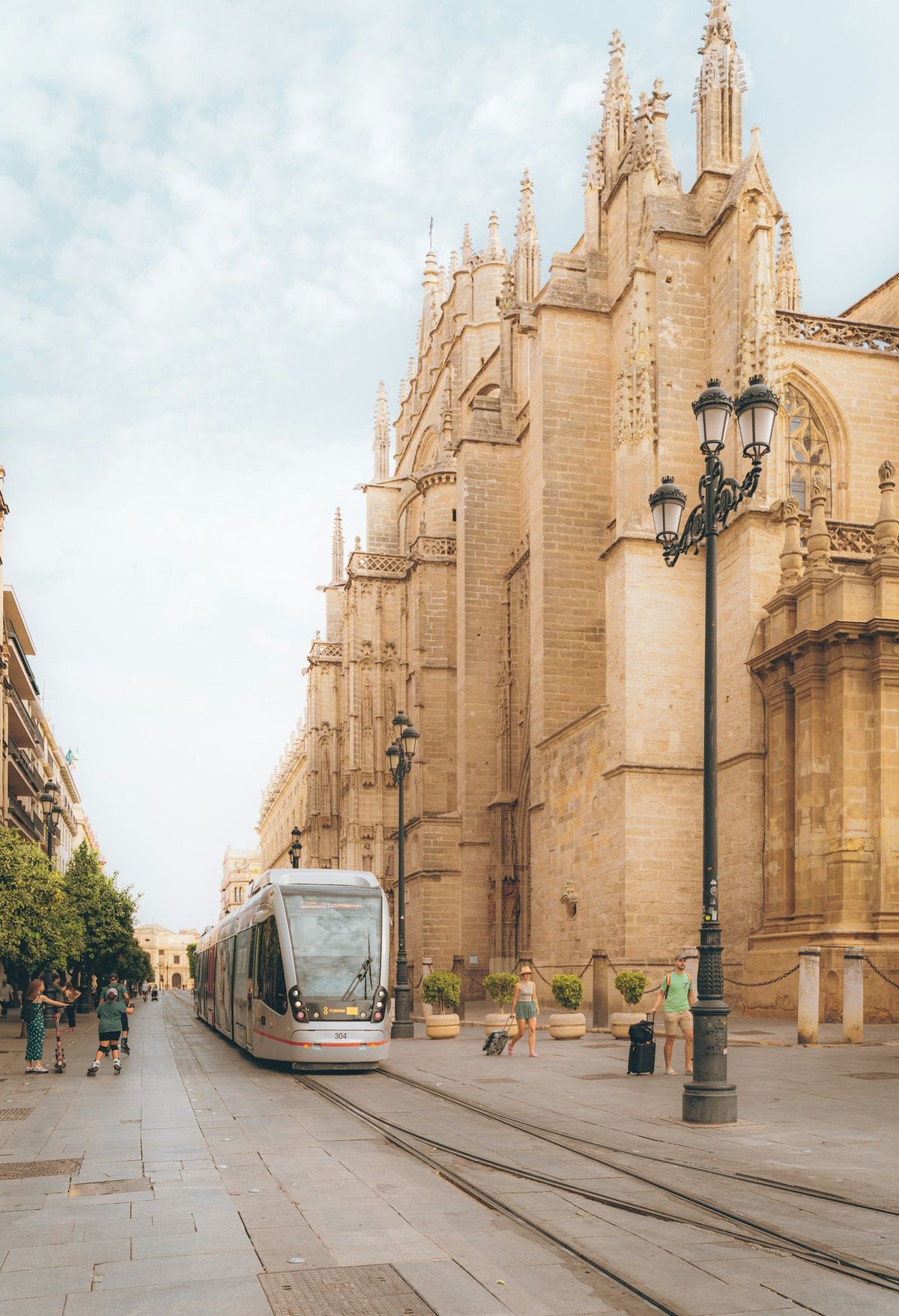 MetroCentro tram on Seville city street