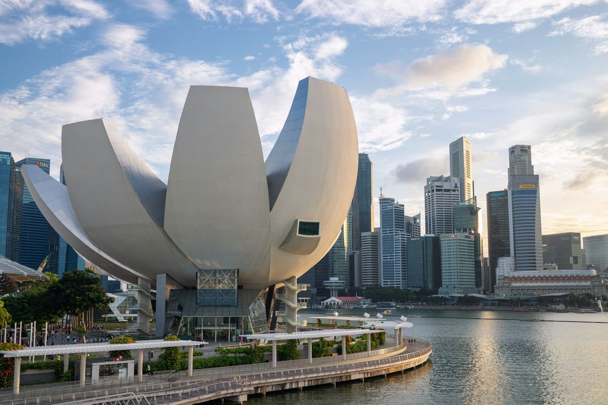 Singapore skyline and ArtScience Museum seen from the water