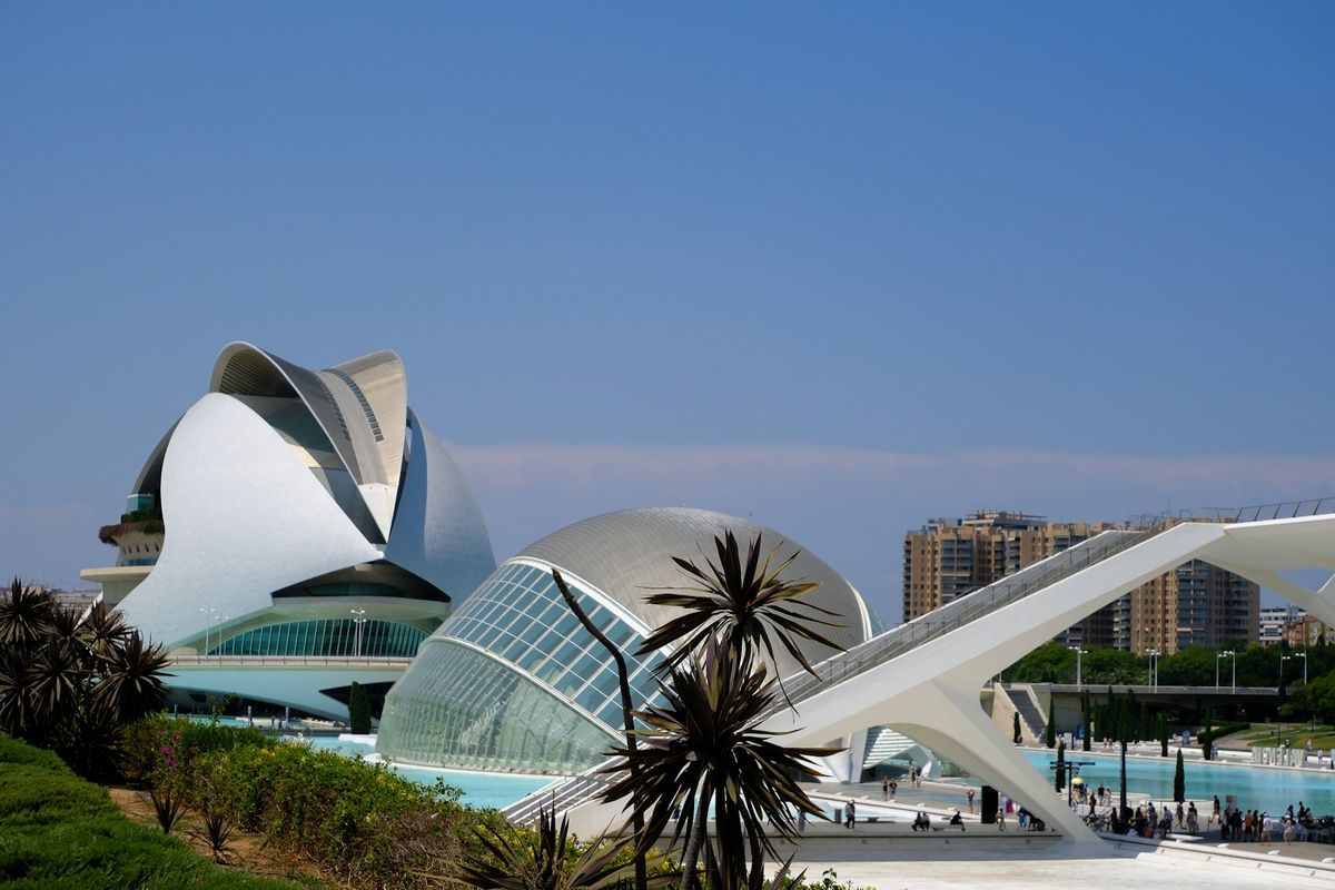 Modern Valencia architecture against blue sky Spain