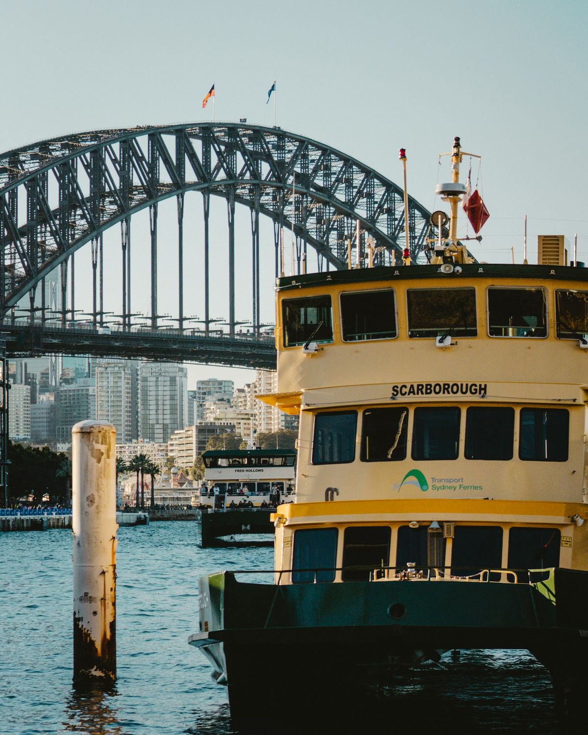 A Sydney harbour ferry near the Harbour Bridge