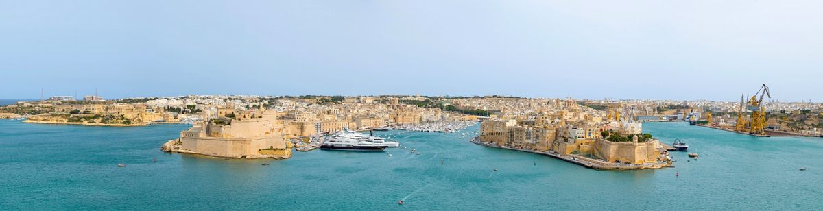Panoramic view of Valletta harbor Malta