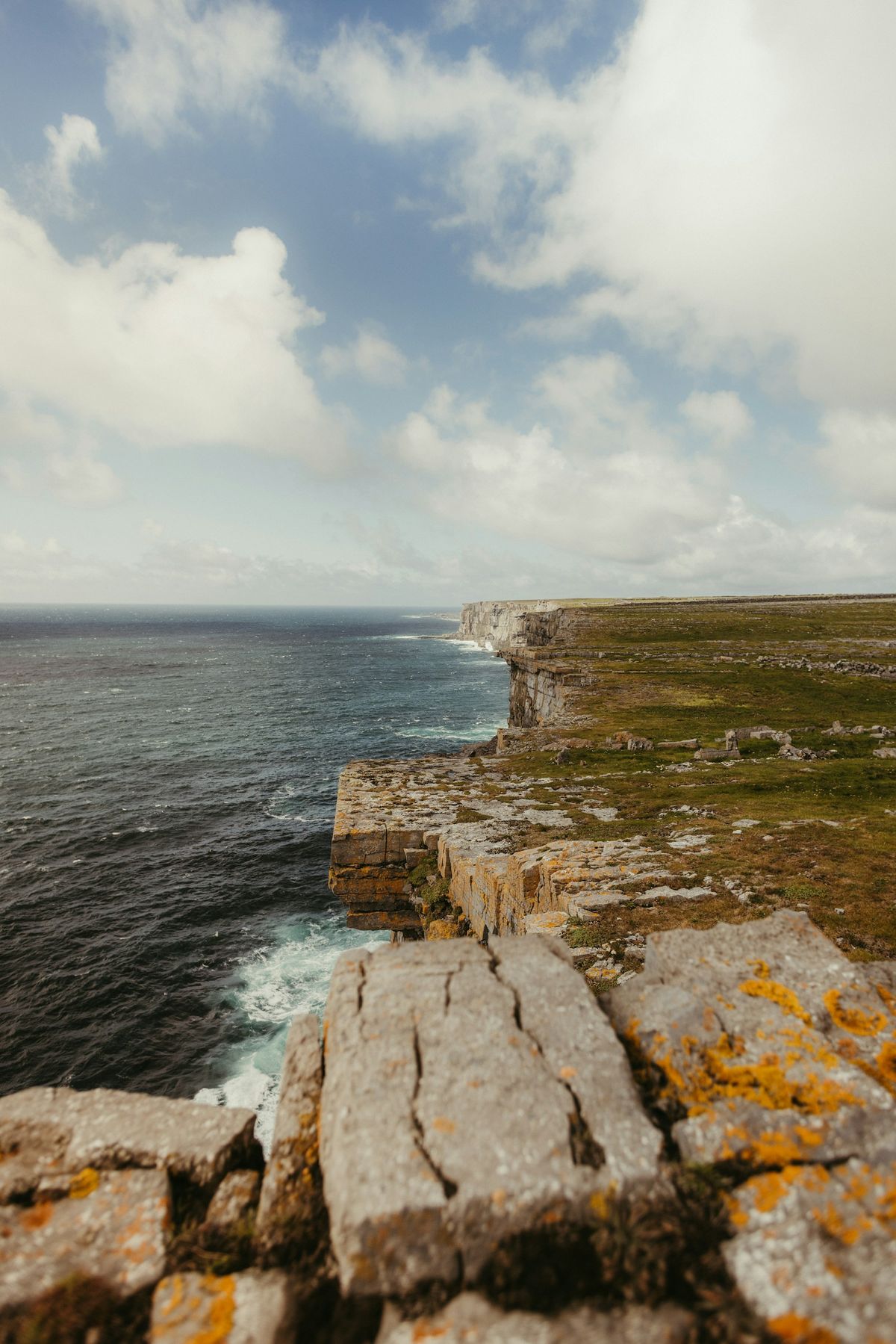 Rocky cliffs overlooking the Atlantic Ocean, Aran Islands Ireland