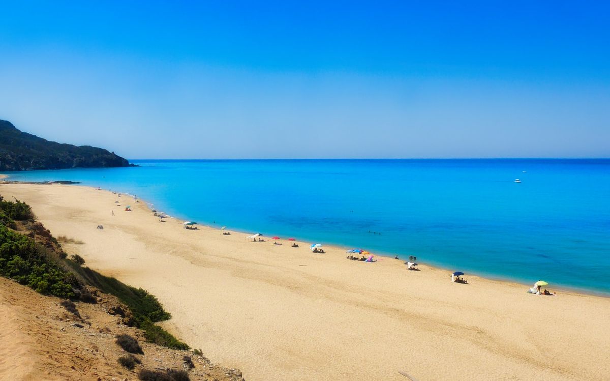 Sandy beach with turquoise water in Sardinia