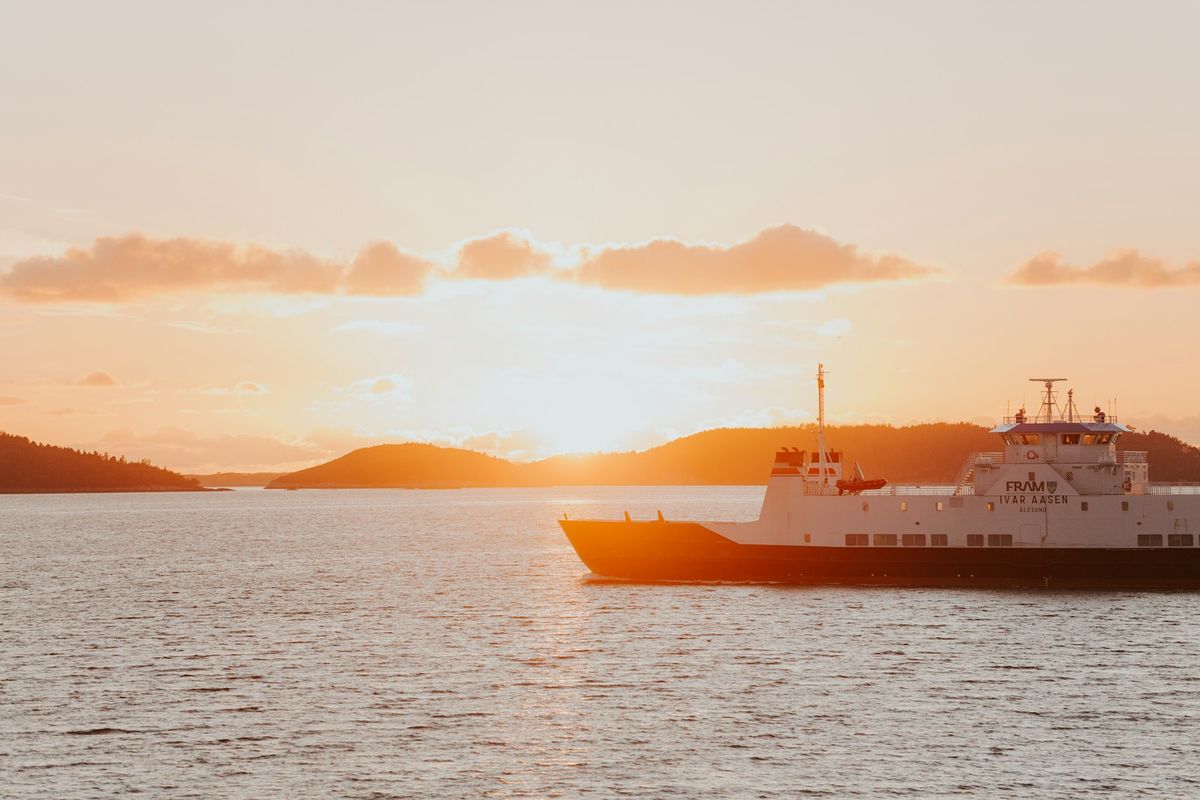 Large overnight ferry ship at sea