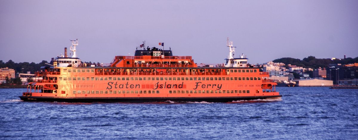 Orange Staten Island Ferry boat, New York