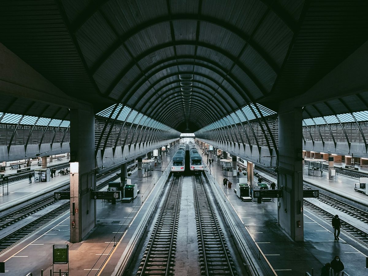 A high-speed train at a Spanish train station