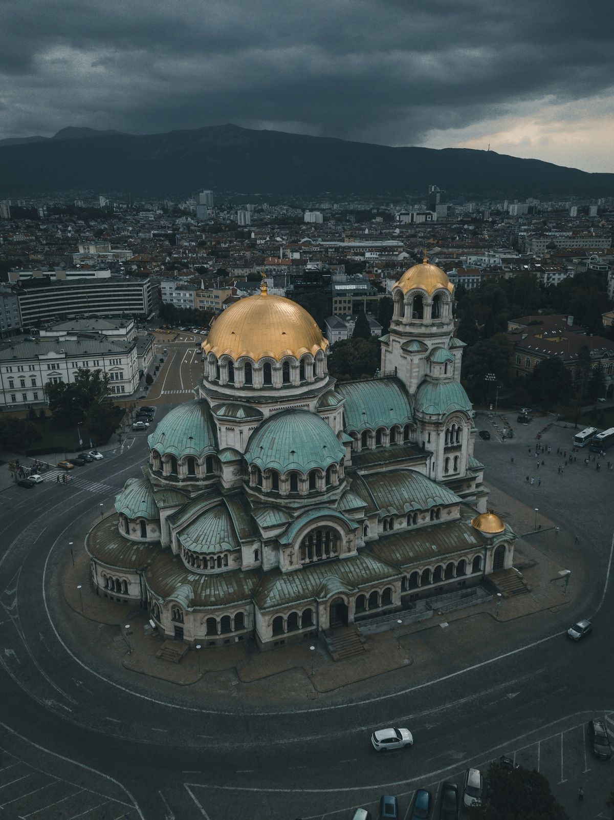 Alexander Nevsky Cathedral blue dome in Sofia Bulgaria