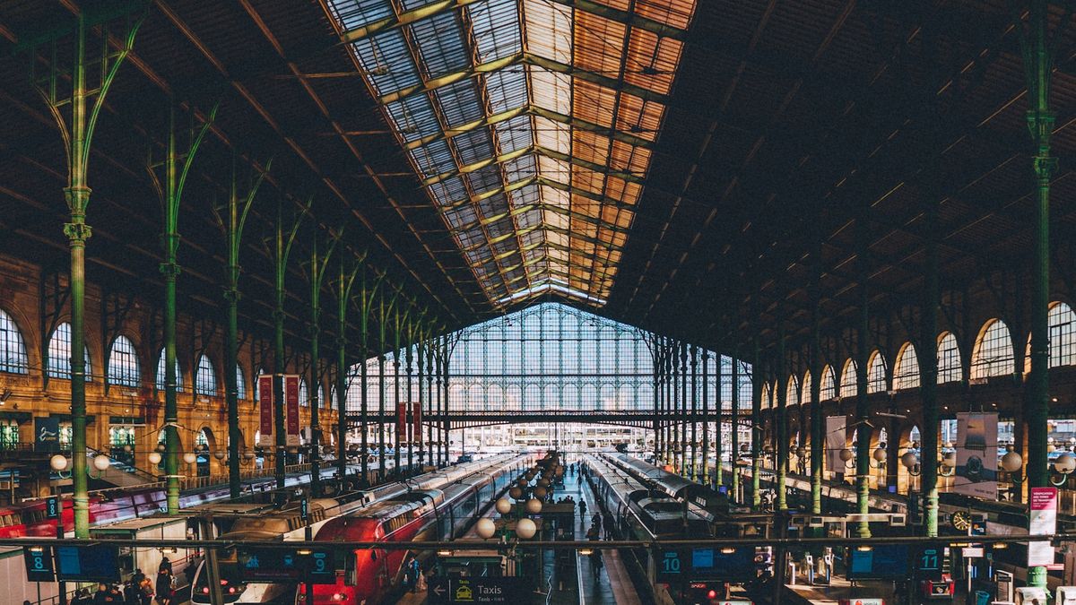 Train station platform during the day at Gare du Nord Paris