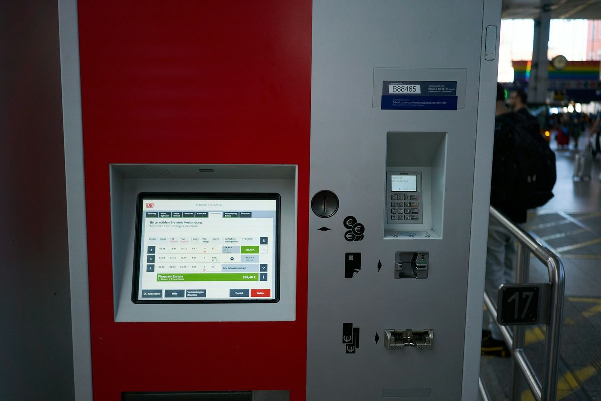 Automated ticket machine at a European railway station