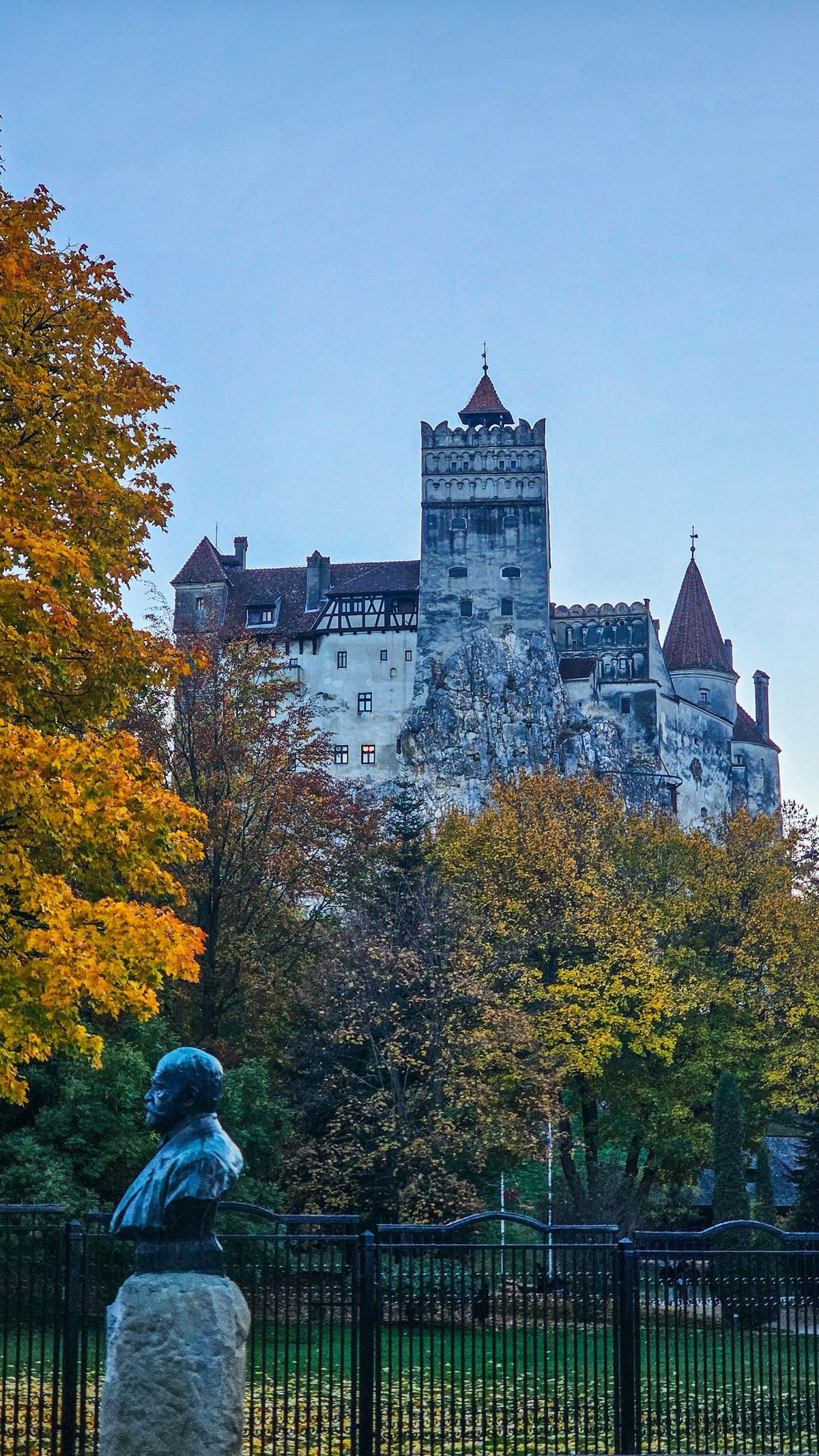 Bran Castle in autumn foliage Transylvania Romania