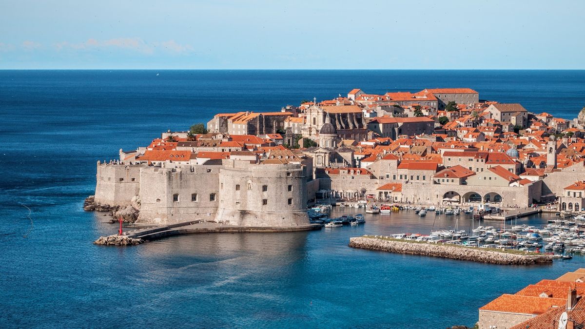 White and red houses beside the sea in Dubrovnik Croatia old town