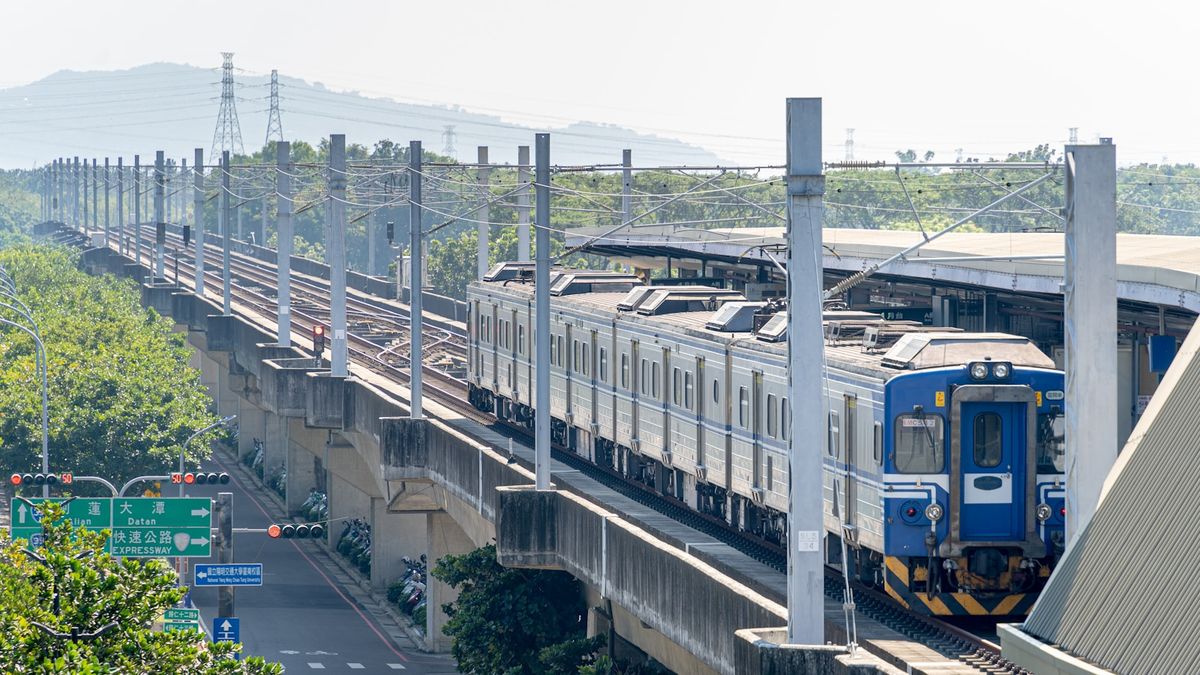 TRA train on the railway tracks in Taiwan