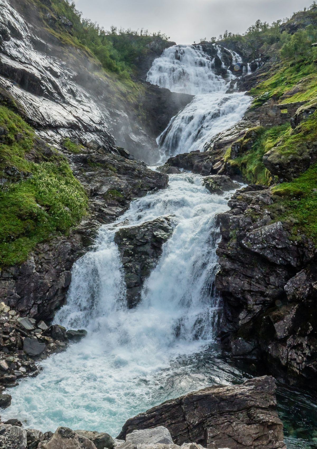 Kjosfossen waterfall along the Flåm Railway in Norway