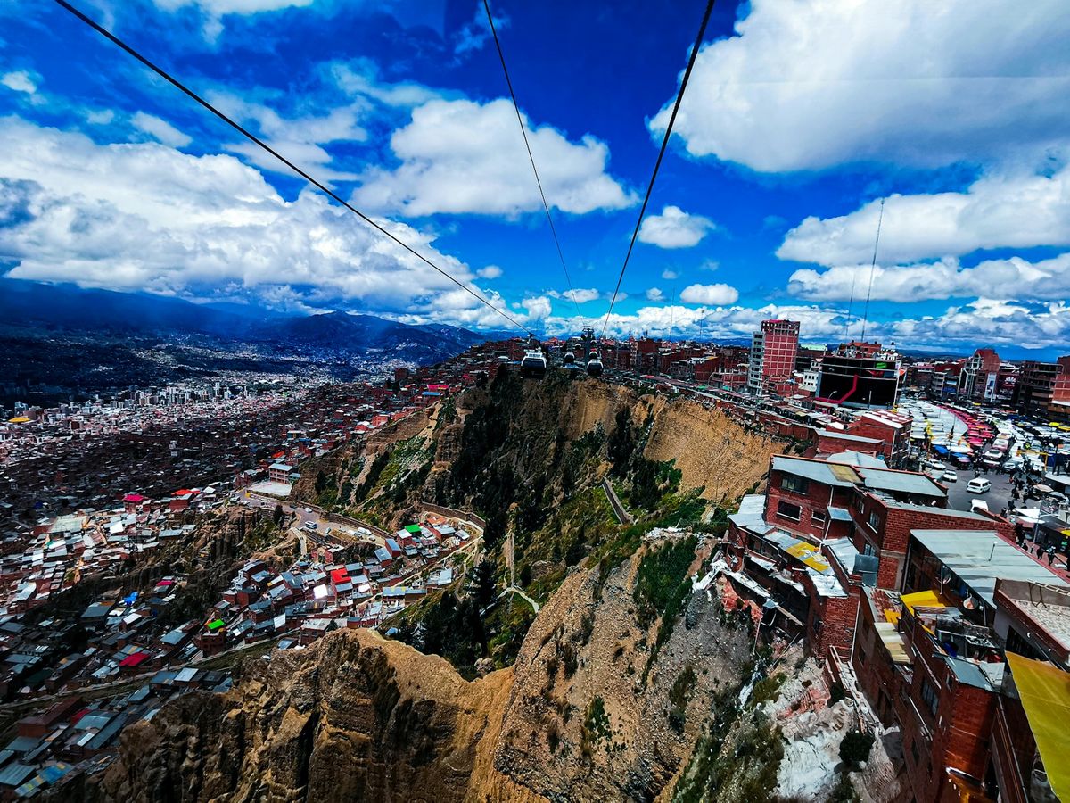 View of La Paz, Bolivia from a mountain road