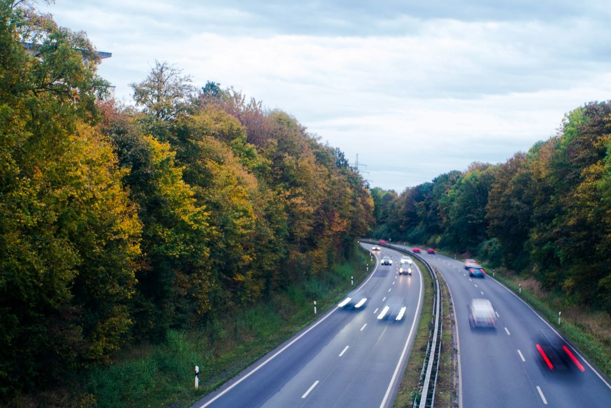 Multiple vehicles traveling on the German Autobahn highway