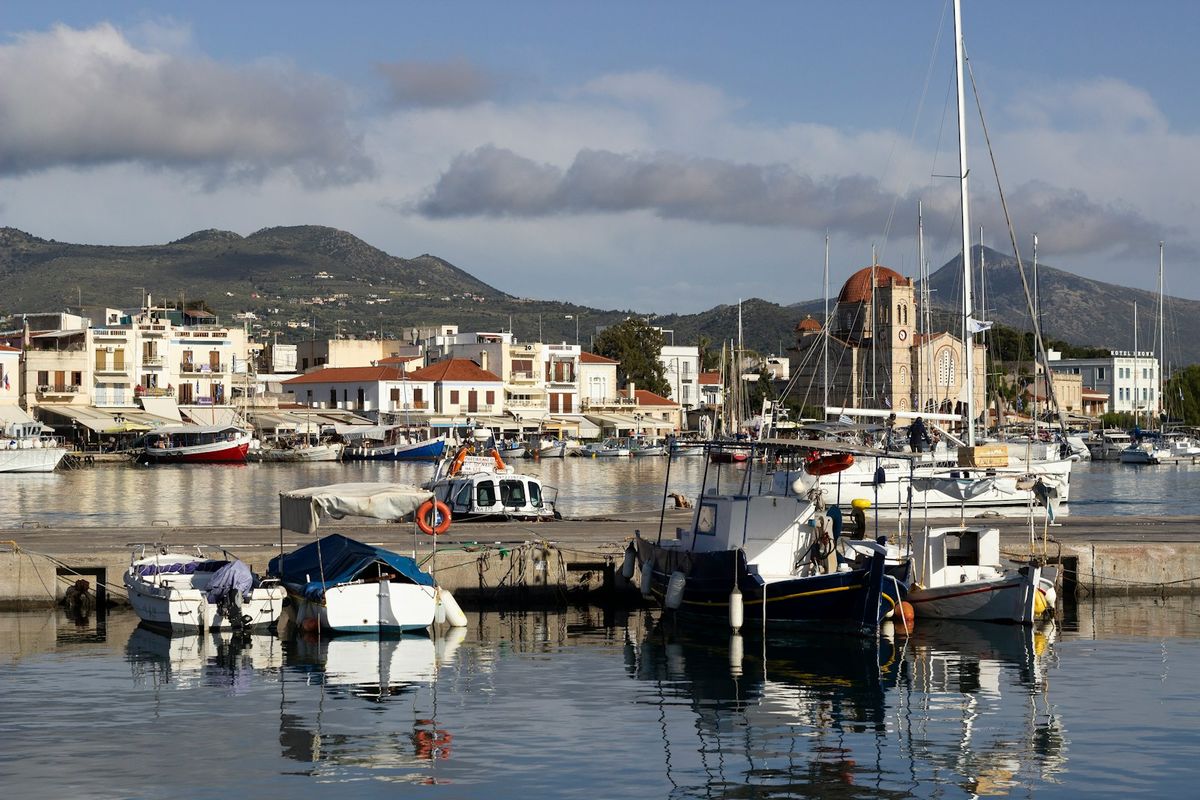 Boats in the harbour at Aegina island, Greece